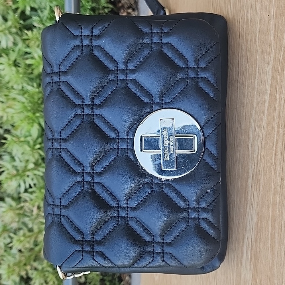 Kate Spade Black Quilted Crossbody Bag with Gold Hardware